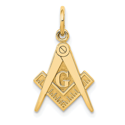 14K Yellow Gold Polished And Textured Masonic Symbol Charm