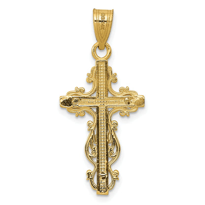 14K Two-Tone Small Narrow Cross W/Crucifix Pendant
