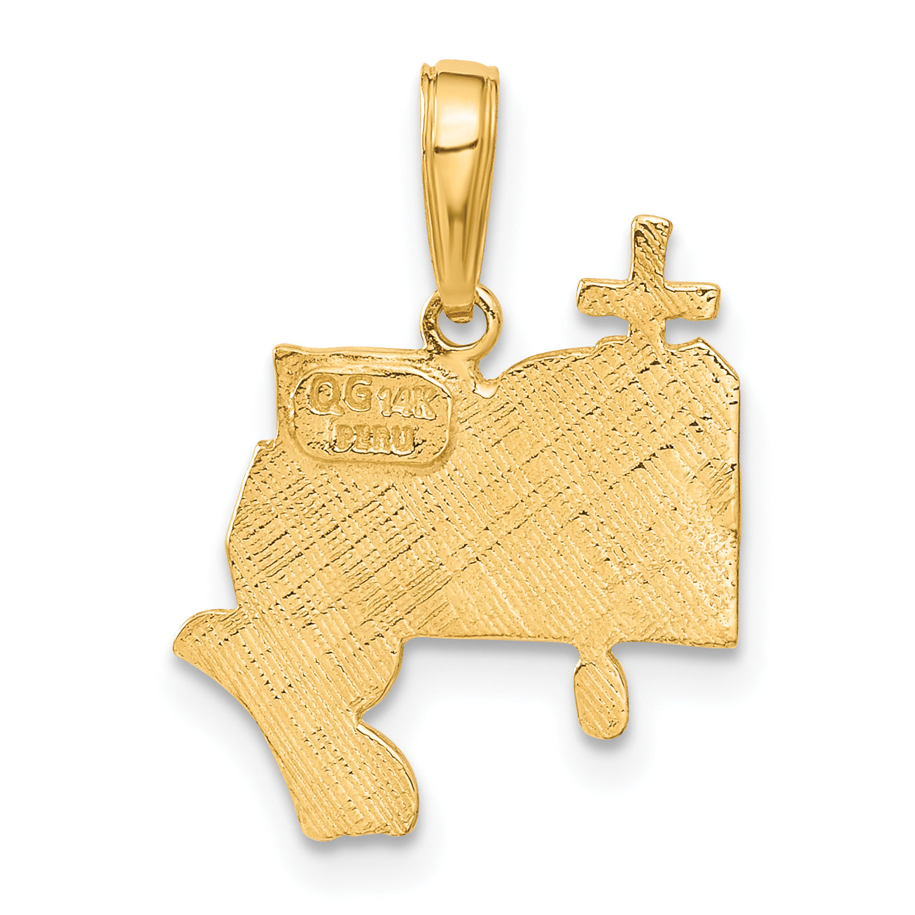 14K Yellow Gold Bible, Praying Hands, And Cross Pendant