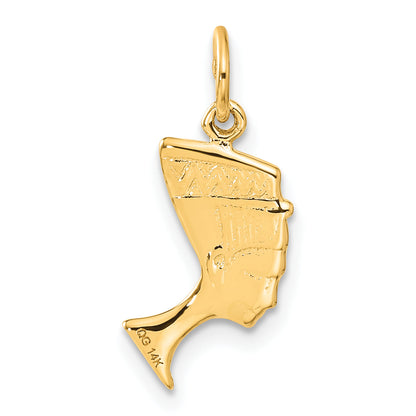 14K Yellow Gold Satin Front / Polished Back Nefertiti Charm