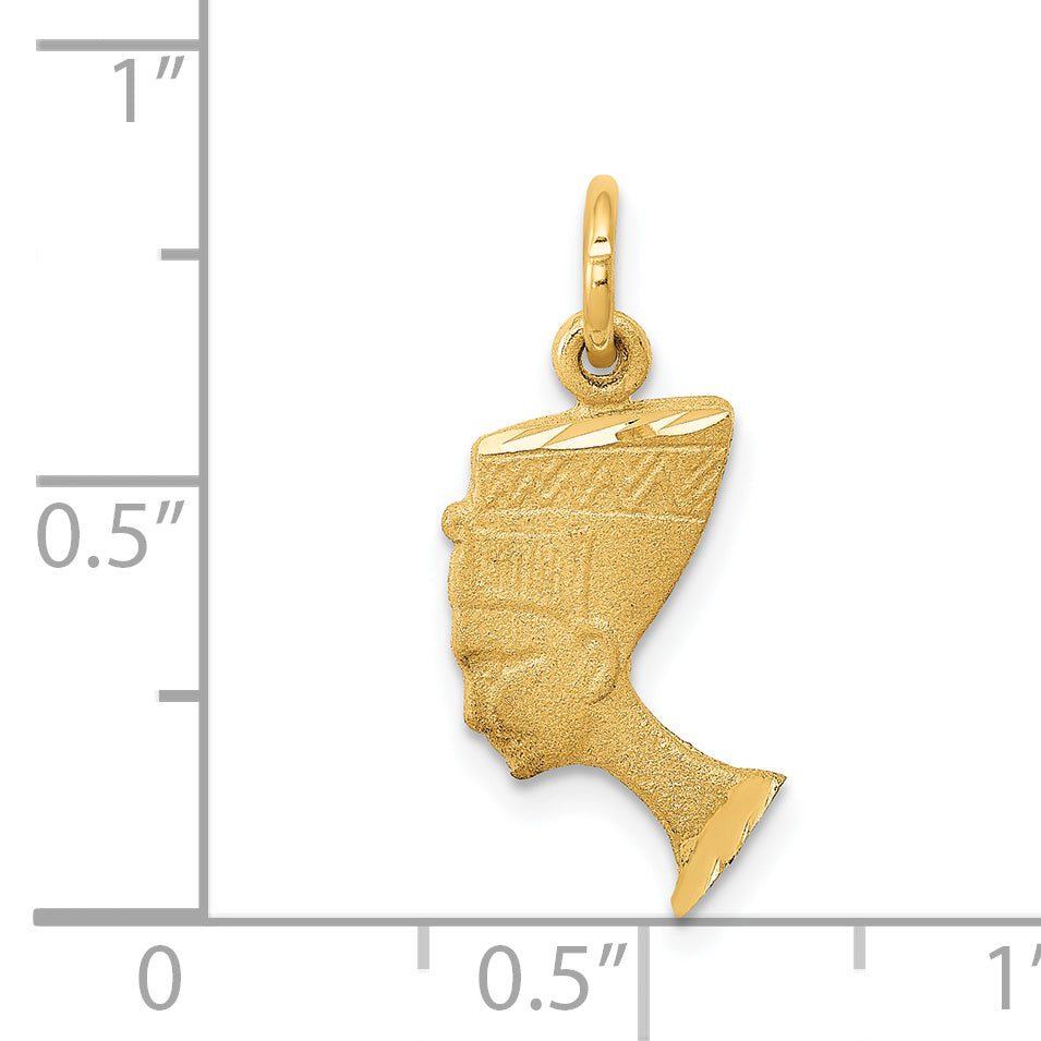 14K Yellow Gold Satin Front / Polished Back Nefertiti Charm