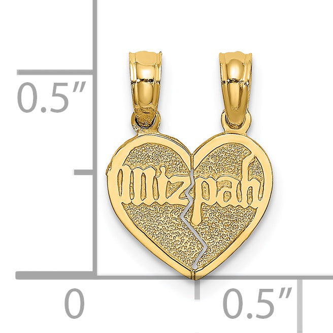14K Yellow Gold Reversible Break Apart Mizpah Heart Charm