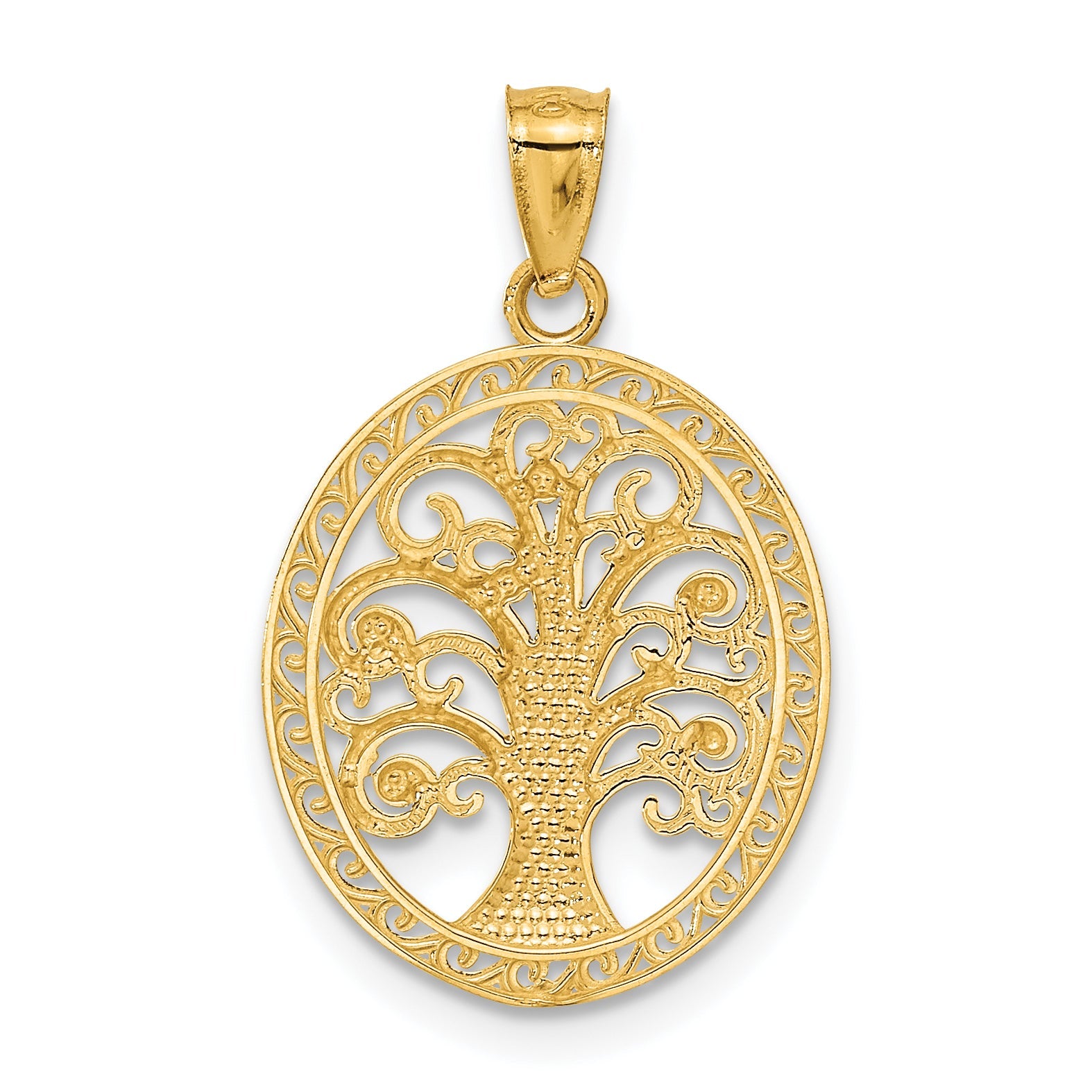 14K Yellow & Rhodium W/ Tree Of Life Pendant