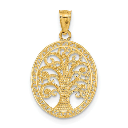 14K Yellow & Rhodium W/ Tree Of Life Pendant
