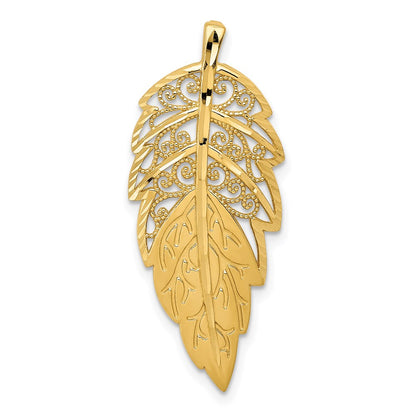 14K Yellow Gold Diamond Cut Leaf Chain Slide