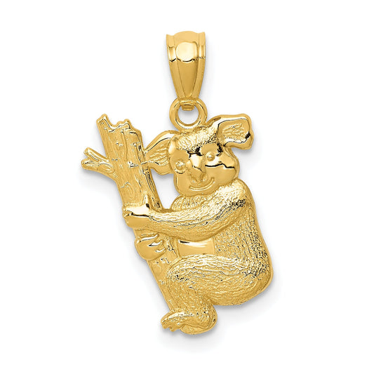 14K Yellow Gold Textured Koala Pendant