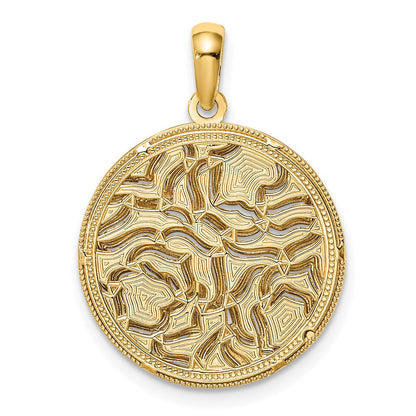 14k Yellow & Rhodium Gold White Rhodium Floral Charm