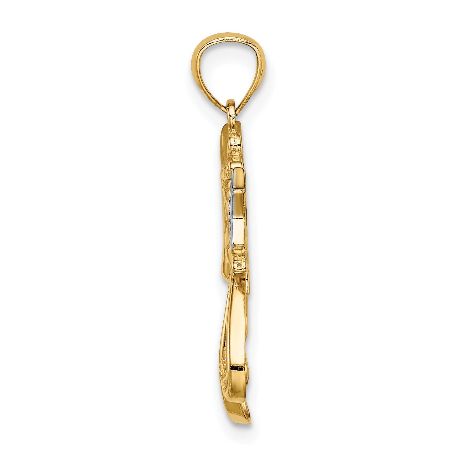 14K Yellow & Rhodium W/Rhodium D/C Angel With A Star