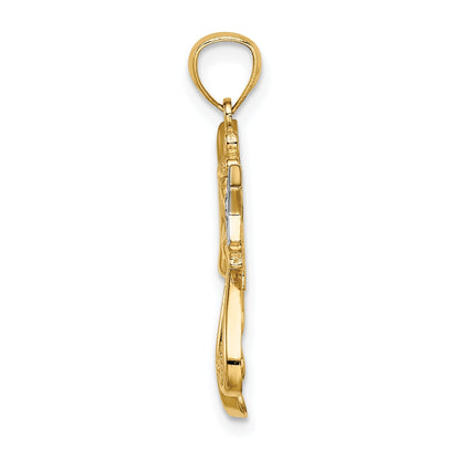 14K Yellow & Rhodium W/Rhodium D/C Angel With A Star