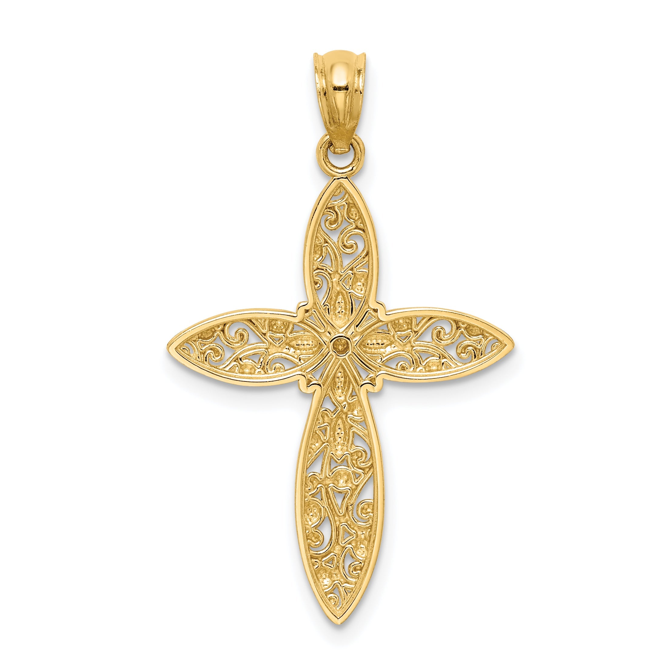 14K Yellow & Rhodium White D/C Passion Cross Pendant