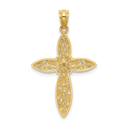 14K Yellow & Rhodium White D/C Passion Cross Pendant