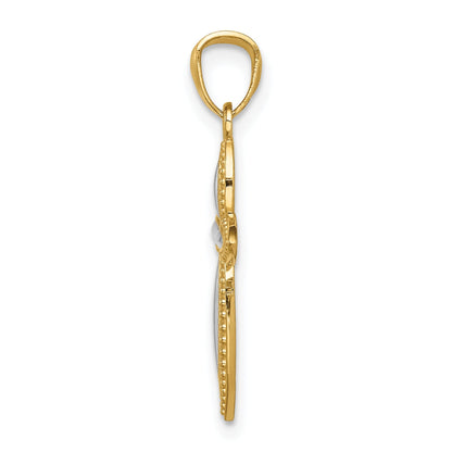 14K Yellow & Rhodium White Passion Cross Pendant