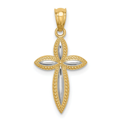 14K Yellow & Rhodium White Passion Cross Pendant