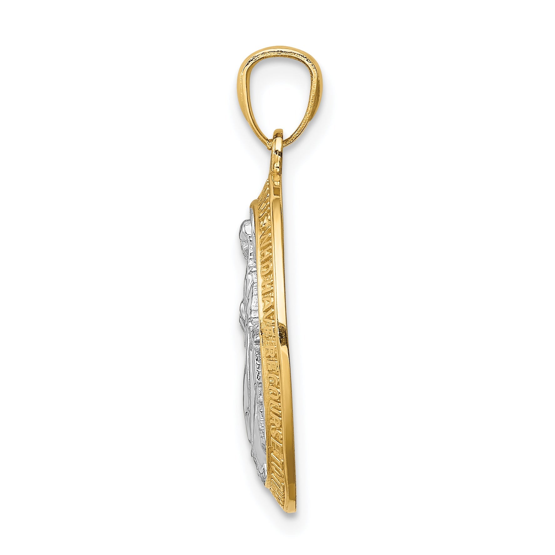 14K Yellow & Rhodium White Polished Miraculous Medal Pendant