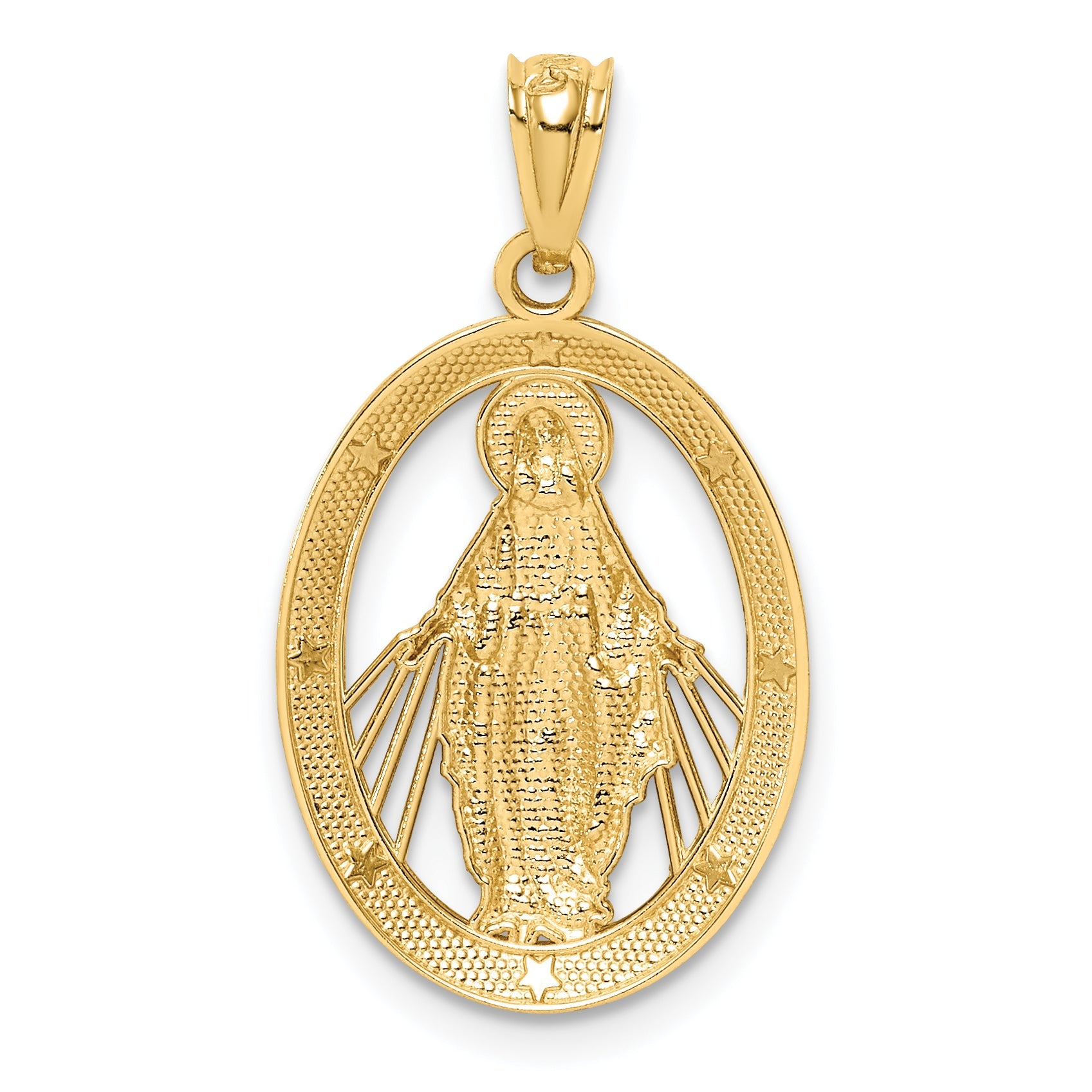 14K Yellow & Rhodium White Polished Miraculous Medal Pendant