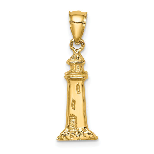 14K Yellow Gold Lighthouse Pendant