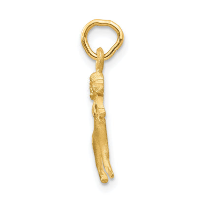 14K Yellow Gold Satin Diamond-Cut Aries Zodiac Charm