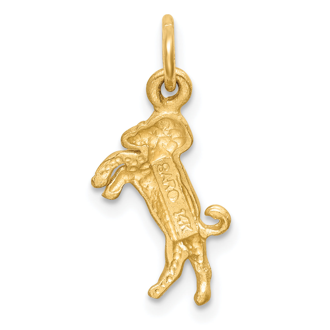 14K Yellow Gold Satin Diamond-Cut Aries Zodiac Charm