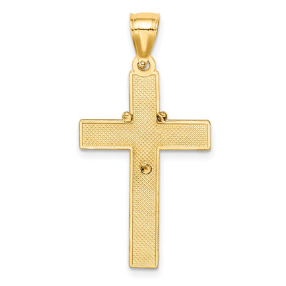 14K Yellow & Rhodium W/Rhodium Cross W/Rosary Pendant