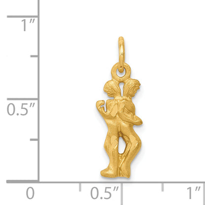 14K Yellow Gold Satin Diamond-Cut Gemini Zodiac Charm