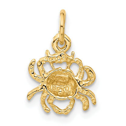 14K Yellow Gold Satin Diamond-Cut Cancer Zodiac Charm