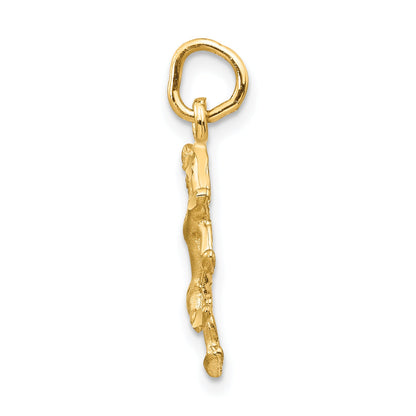 14K Yellow Gold Satin Diamond-Cut Leo Zodiac Charm