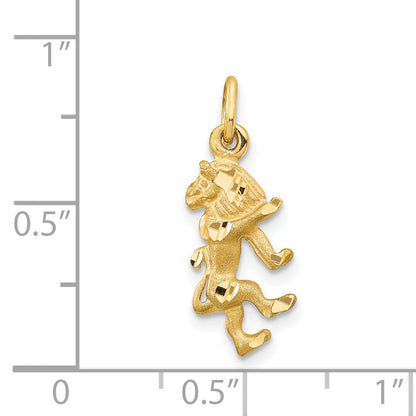 14K Yellow Gold Satin Diamond-Cut Leo Zodiac Charm