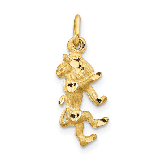 14K Yellow Gold Satin Diamond-Cut Leo Zodiac Charm