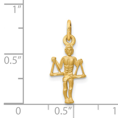 14K Yellow Gold Satin Diamond-Cut Libra Zodiac Charm