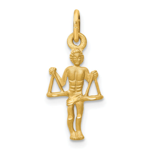 14K Yellow Gold Satin Diamond-Cut Libra Zodiac Charm