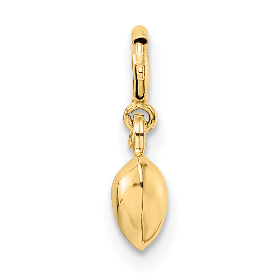 14K Yellow Gold Polished Heart W/ Spring Ring Clasp Charm