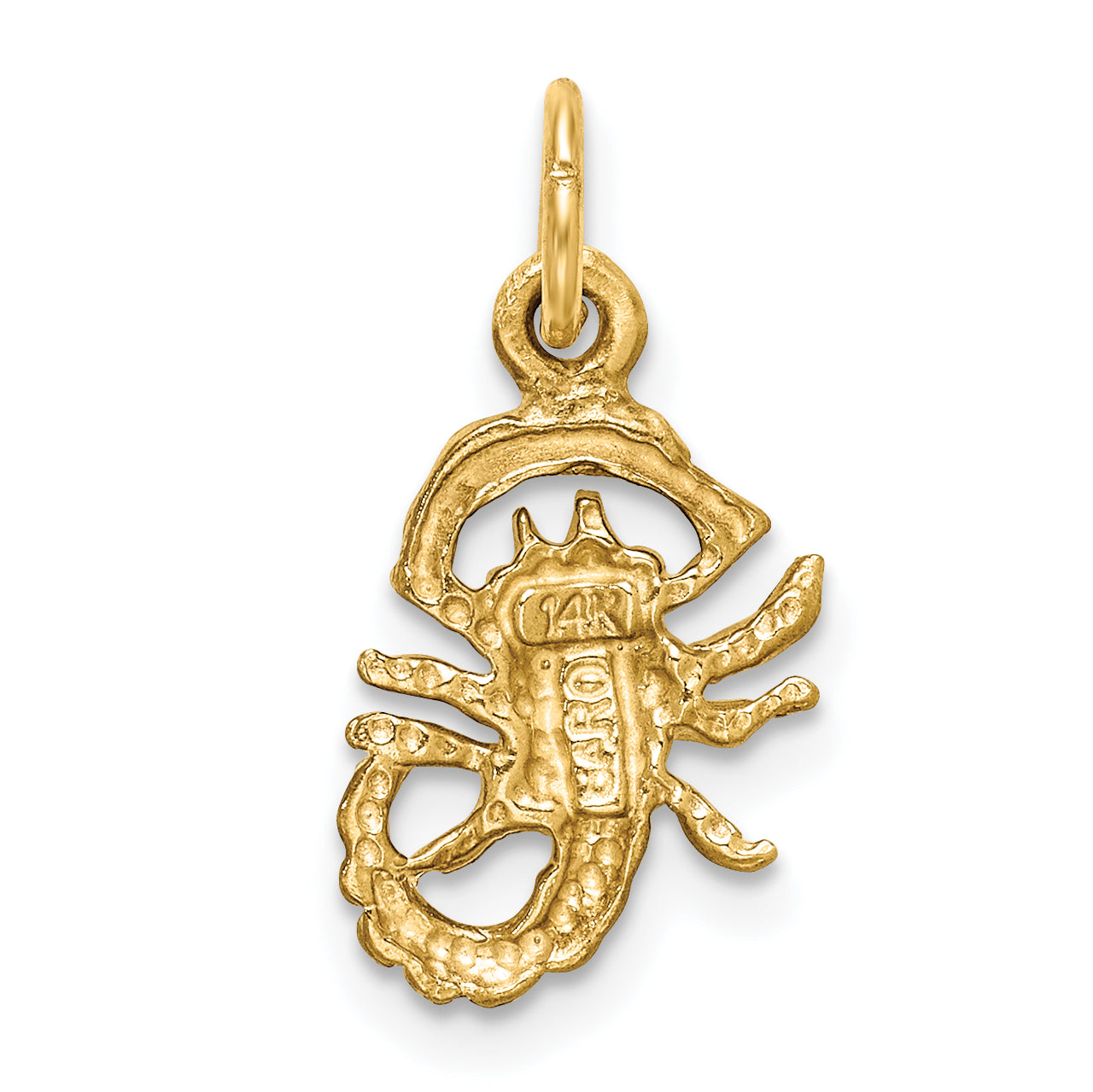 14K Yellow Gold Satin Diamond-Cut Scorpio Zodiac Charm