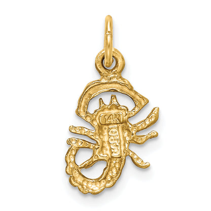 14K Yellow Gold Satin Diamond-Cut Scorpio Zodiac Charm