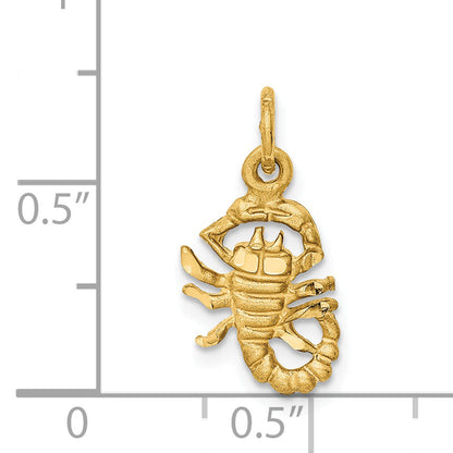 14K Yellow Gold Satin Diamond-Cut Scorpio Zodiac Charm