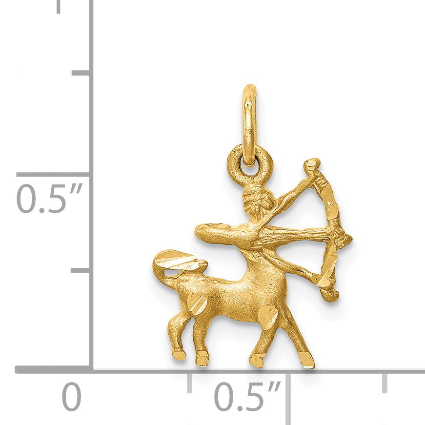 14K Yellow Gold Satin Diamond-Cut Sagittarius Zodiac Charm