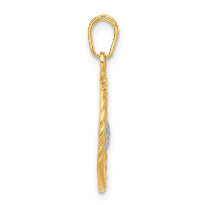 14K Yellow & Rhodium and White Rhodium D/c Heart Mom Pendant