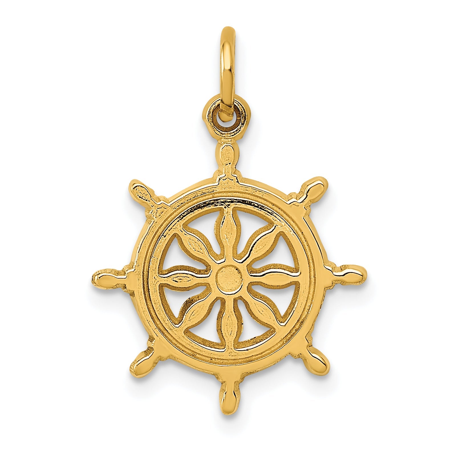 14K Yellow Gold Ships Wheel Charm