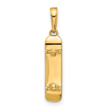14K Yellow & Rhodium and White Rhodium D/c Skateboard Pendant