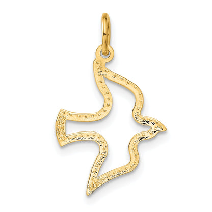 14K Yellow Gold Satin And Diamond-Cut Dove Charm