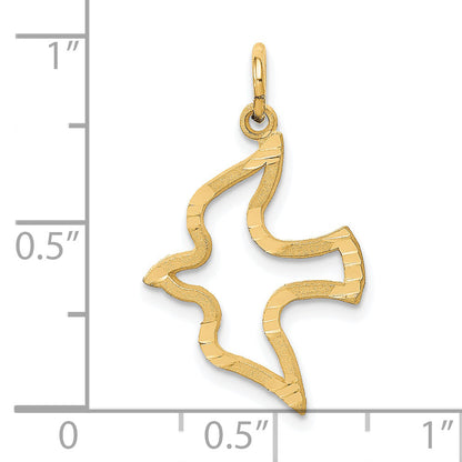 14K Yellow Gold Satin And Diamond-Cut Dove Charm