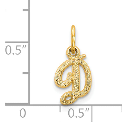 14K Yellow Gold 14Ky Script Letter D Initial Charm