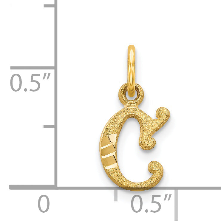 14K Yellow Gold Letter C Initial Charm