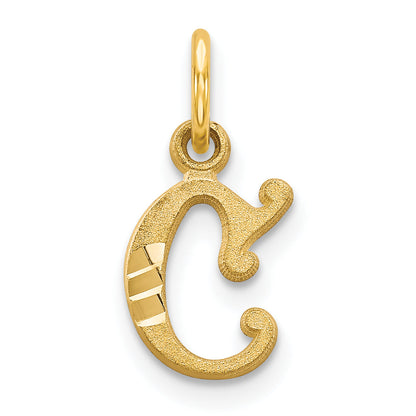 14K Yellow Gold Letter C Initial Charm