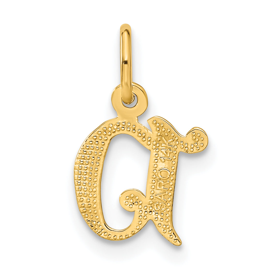 14K Yellow Gold Letter D Initial Charm