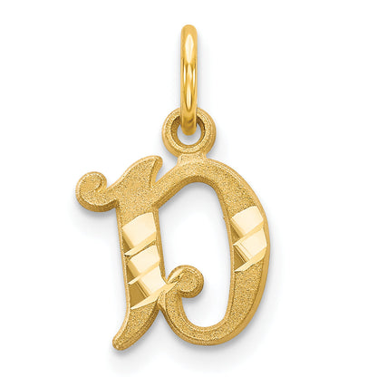 14K Yellow Gold Letter D Initial Charm