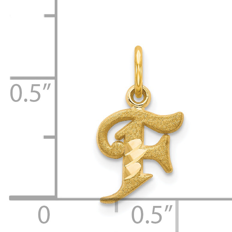 14K Yellow Gold Letter F Initial Charm