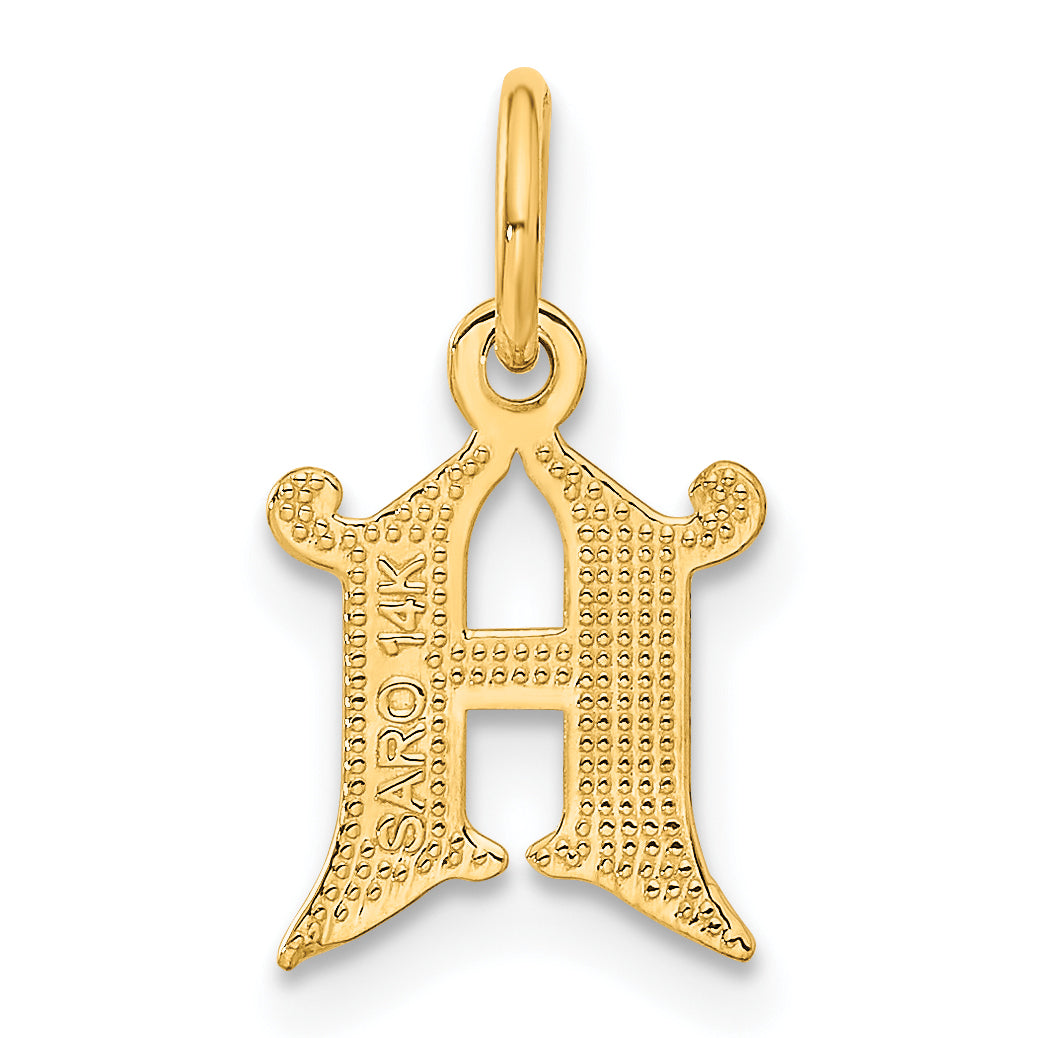 14K Yellow Gold Letter H Initial Charm