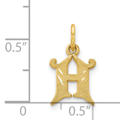 14K Yellow Gold Letter H Initial Charm