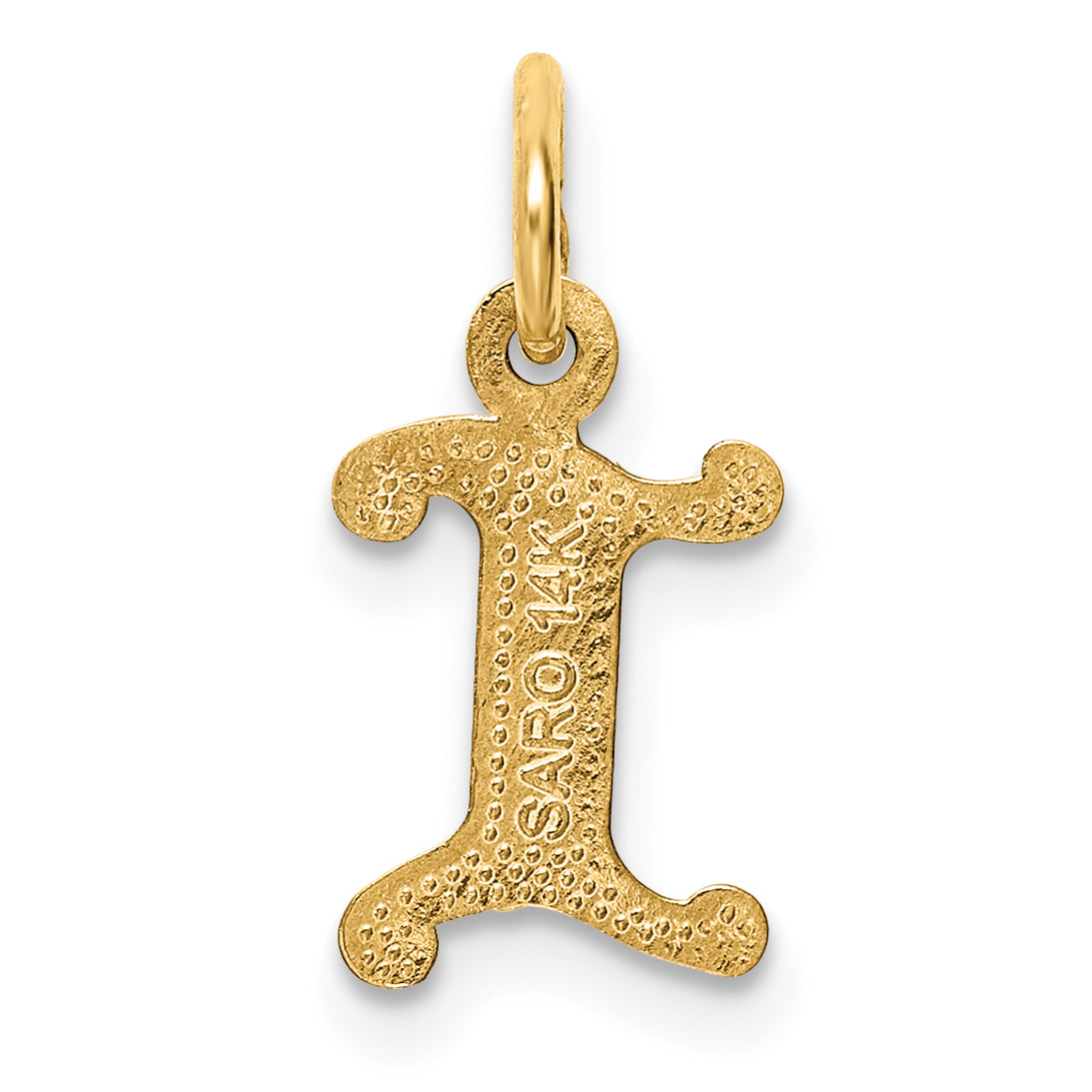 14K Yellow Gold Letter I Initial Charm