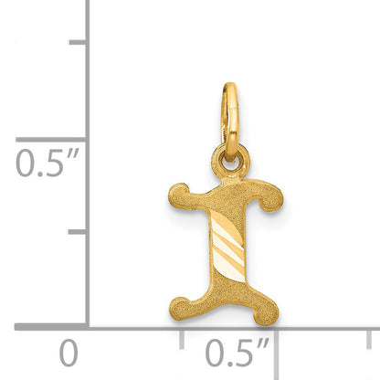 14K Yellow Gold Letter I Initial Charm